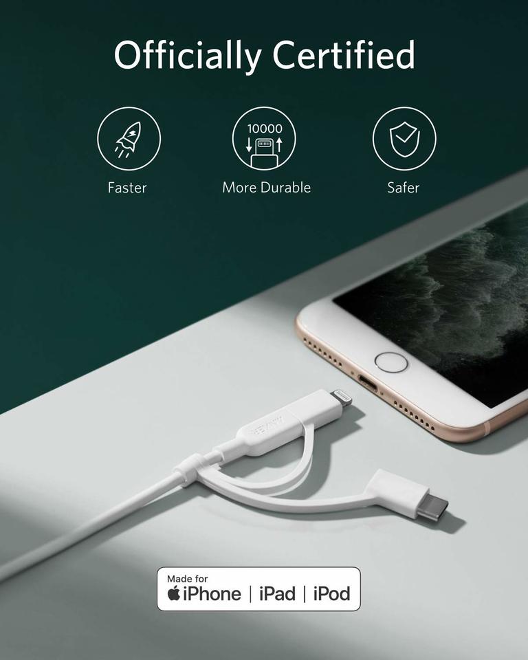 321 USB-A to Lightning Cable (3 ft 3-in-1) K4