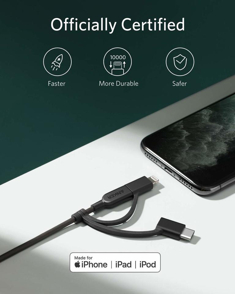 321 USB-A to Lightning Cable (3 ft 3-in-1) K4