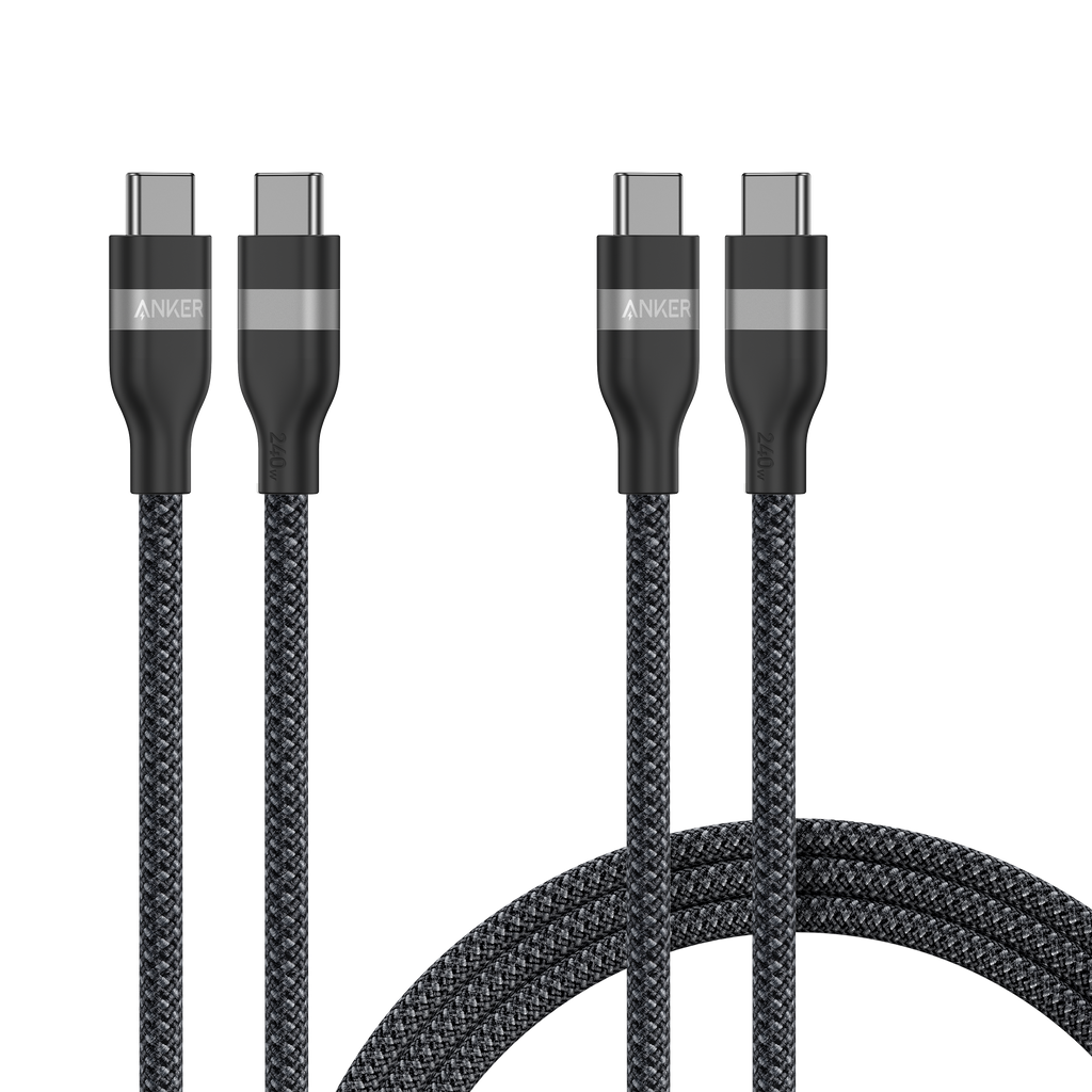 USB-C to USB-C Cable (3 ft / 6 ft, 240W, Upcycled-Braided, 2-Pack) Q3