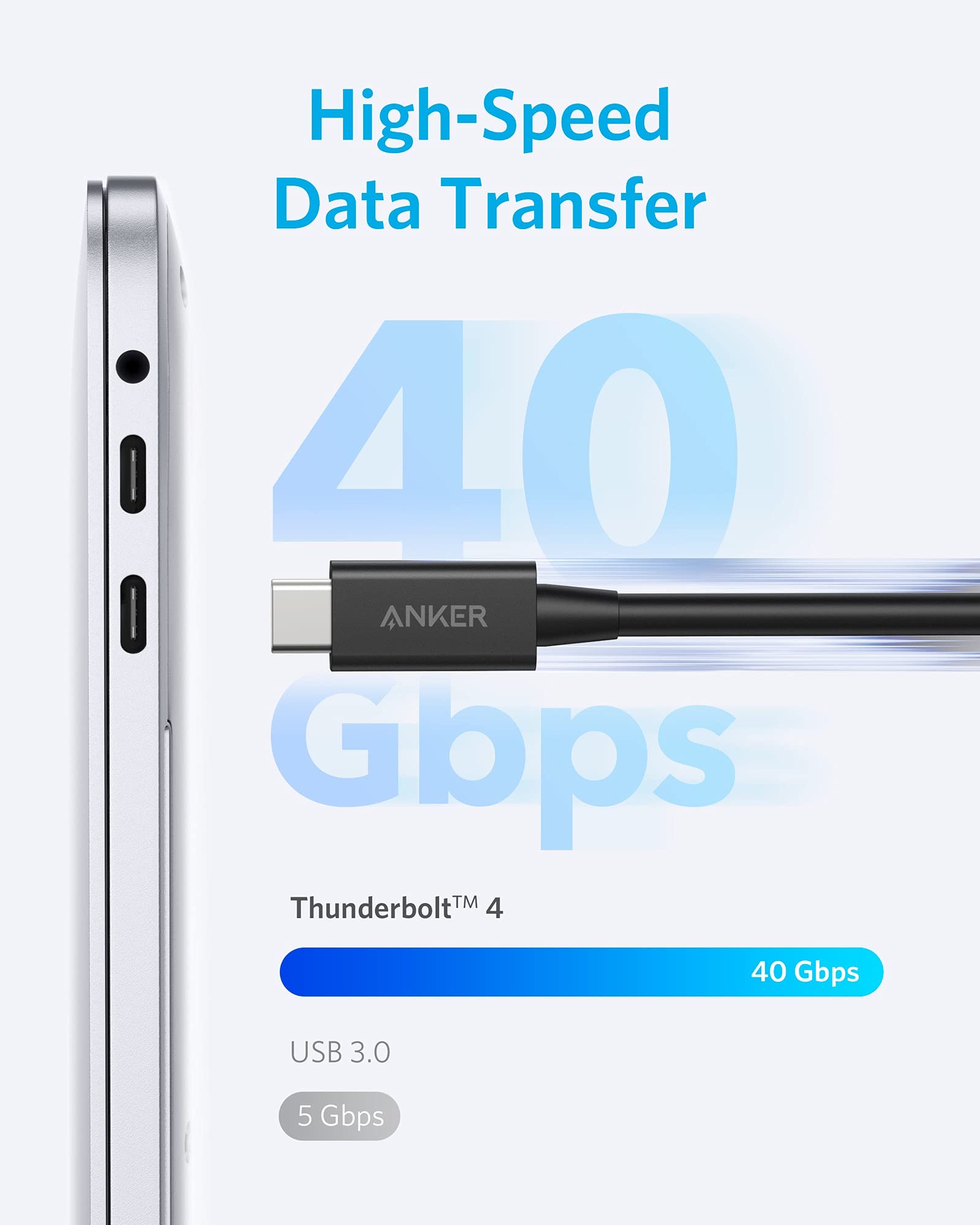 Refurbished USB-C to USB-C Thunderbolt 4 100W Cable (2.3 ft) C5