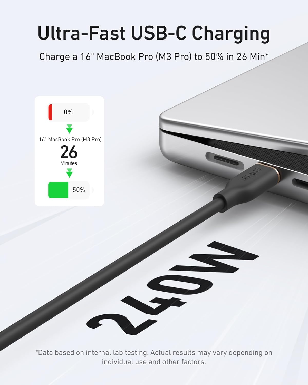 643 USB-C to USB-C Cable (Flow, Silicone, 240W, 2-Pack, Midnight Black) B9
