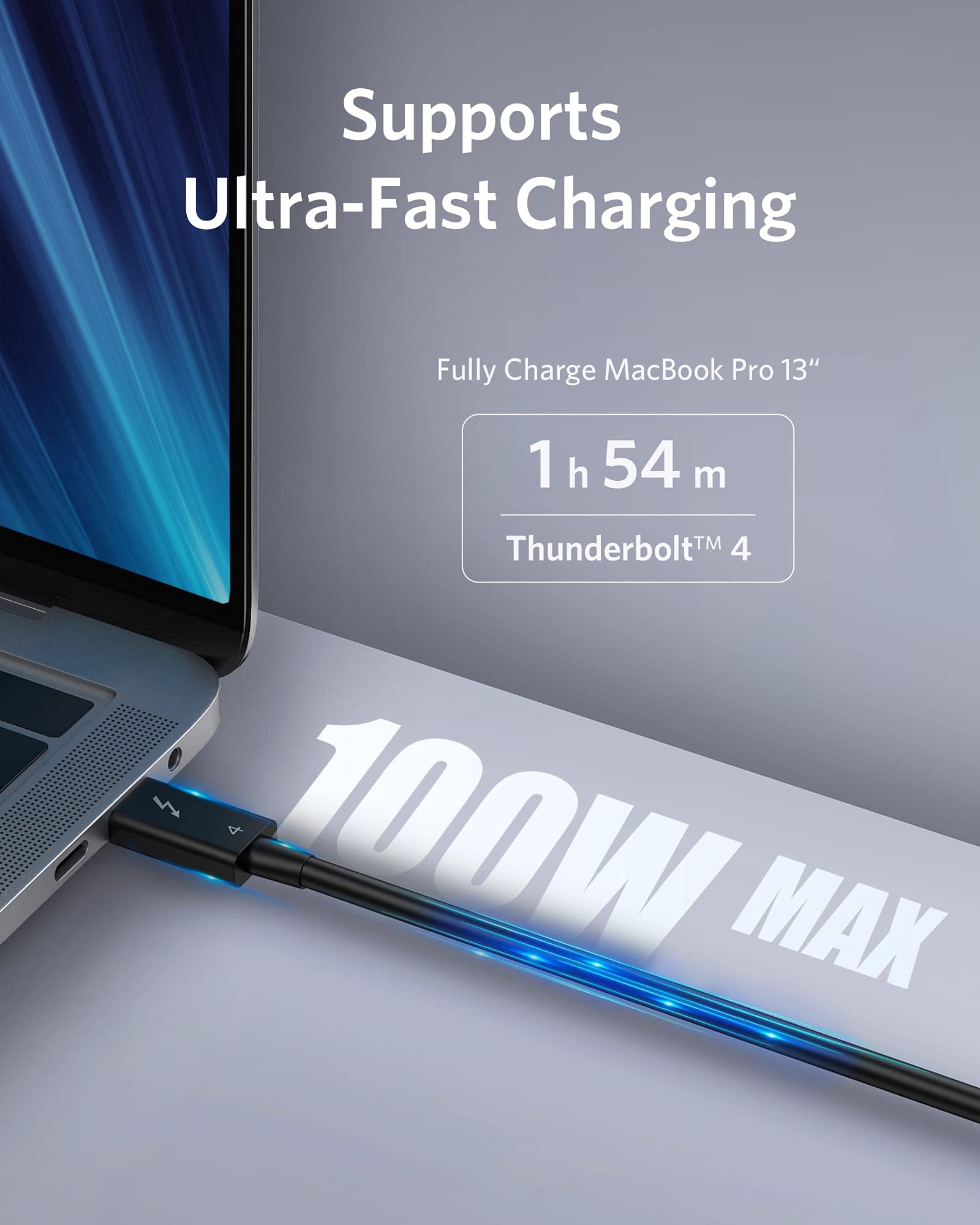 Refurbished USB-C to USB-C Thunderbolt 4 100W Cable (2.3 ft) C5