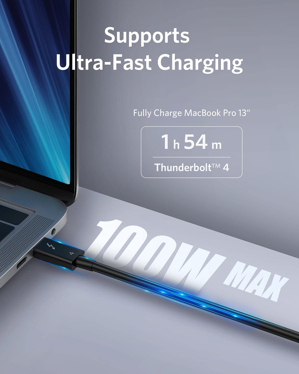 Refurbished USB-C to USB-C Thunderbolt 4 100W Cable (2.3 ft) M3