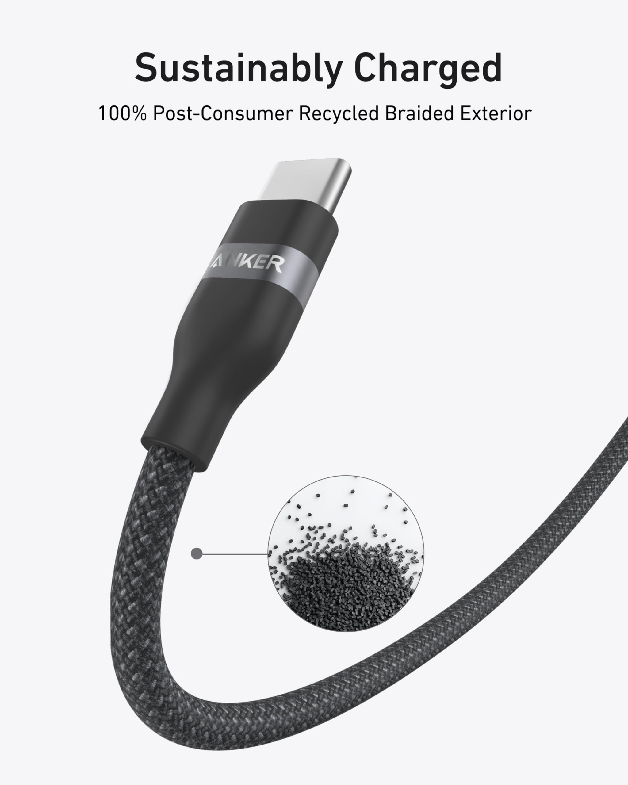 Nano Charger (45W) with USB-C to USB-C Cable and USB-C to USB-C Cable (6 ft, 240W, Upcycled-Braided) Q1