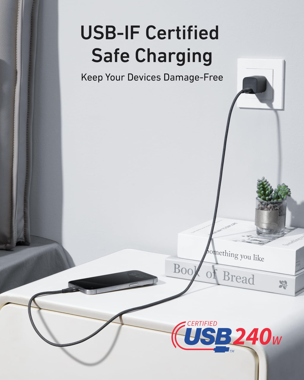 USB-C to USB-C Cable (3 ft / 6 ft, 240W, Upcycled-Braided, 2-Pack) Q3