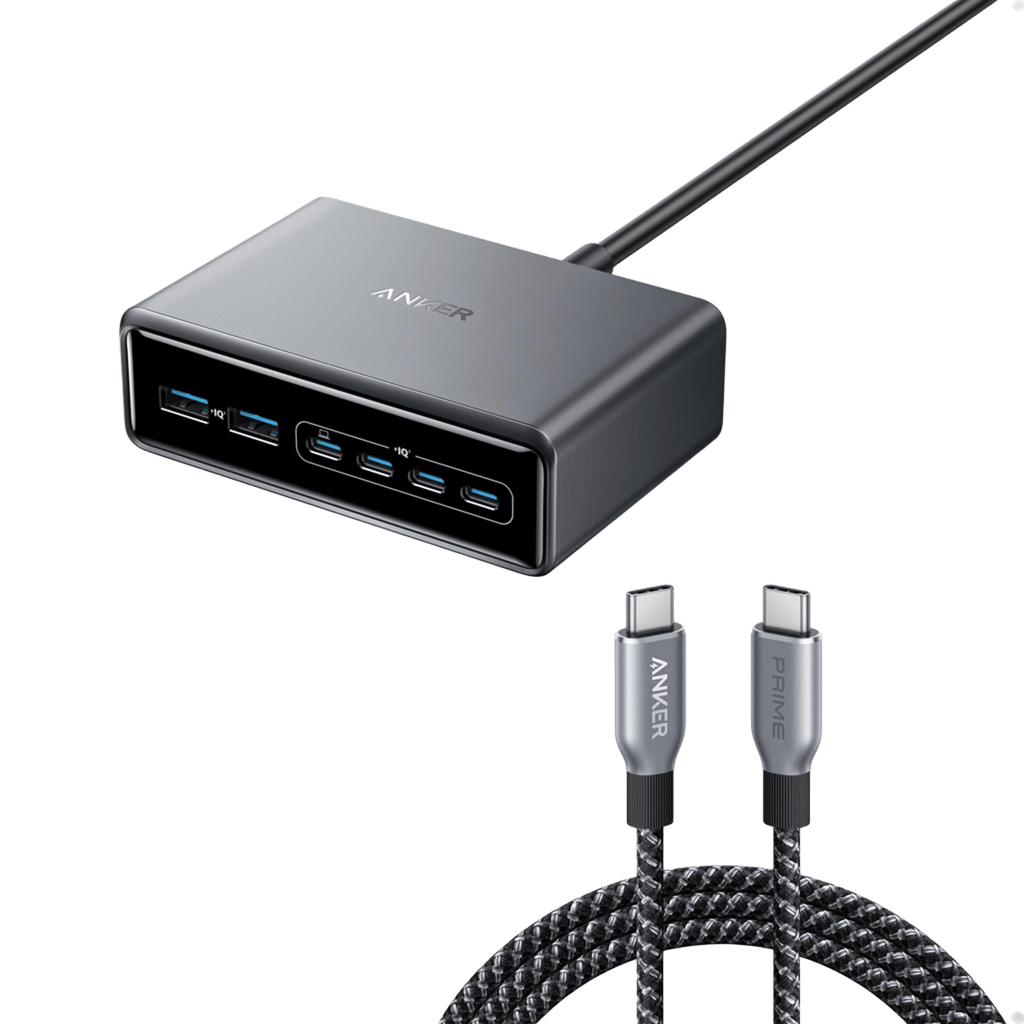 Prime Charger (200W, 6 Ports, GaN) and Prime USB-C to USB-C Cable 240W J8