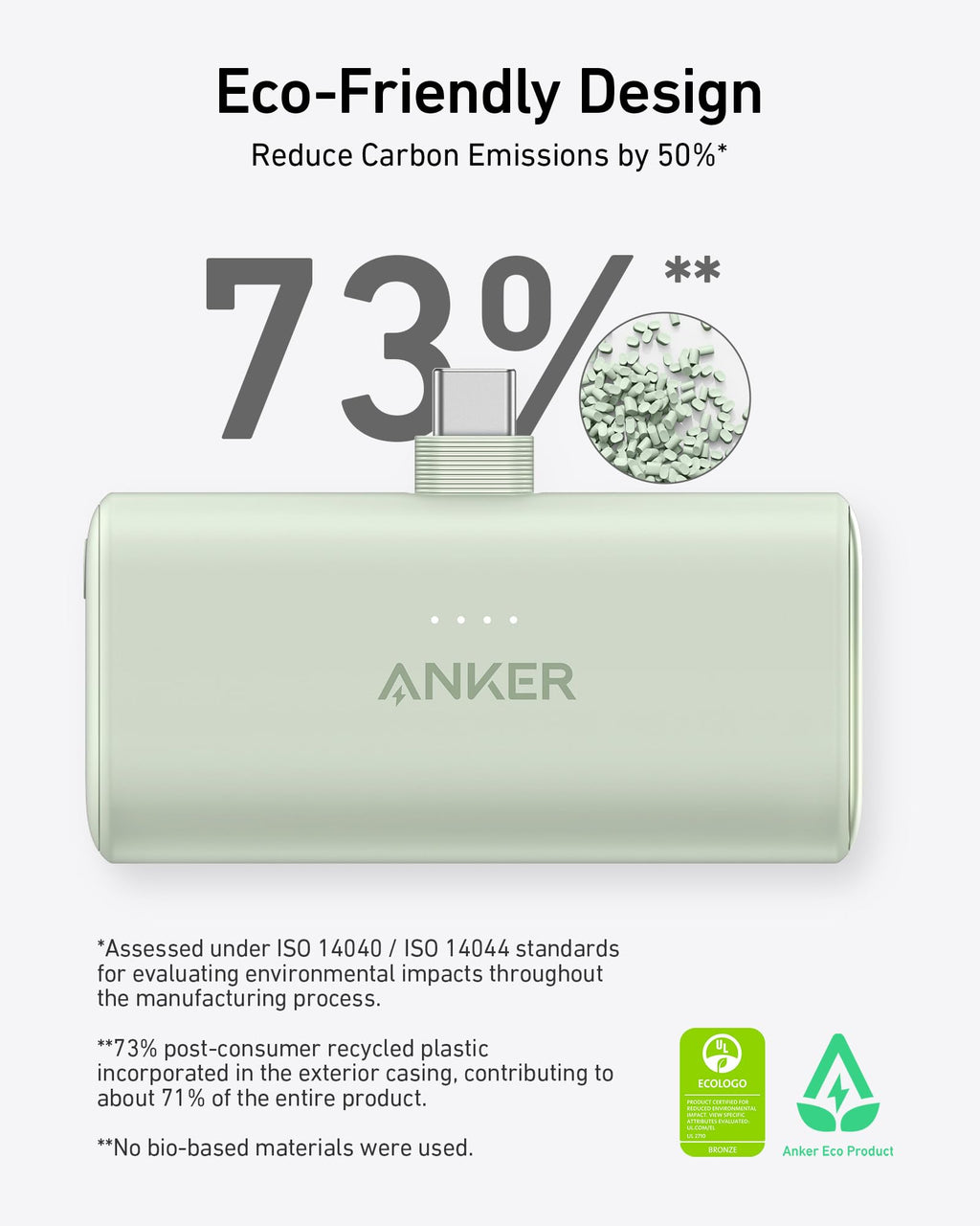 Refurbished Nano Power Bank (22.5W, Built-In USB-C Connector) W8