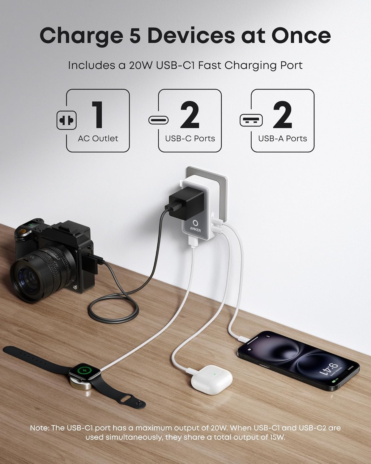 Nano Travel Adapter (5-in-1, 20W, 1-Pack) W3