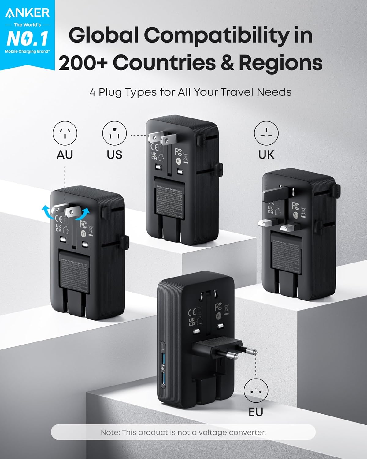Nano Travel Adapter (5-in-1, 20W, 2-Pack) E8