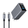 Prime Charger (100W, 3 Ports, GaN) and Prime USB-C to USB-C Cable (240W, Upcycled-Braided) L1