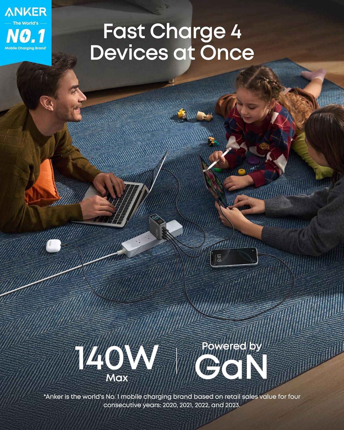 Charger (140W, 4-Port, PD 3.1) with USB-C Cable S2