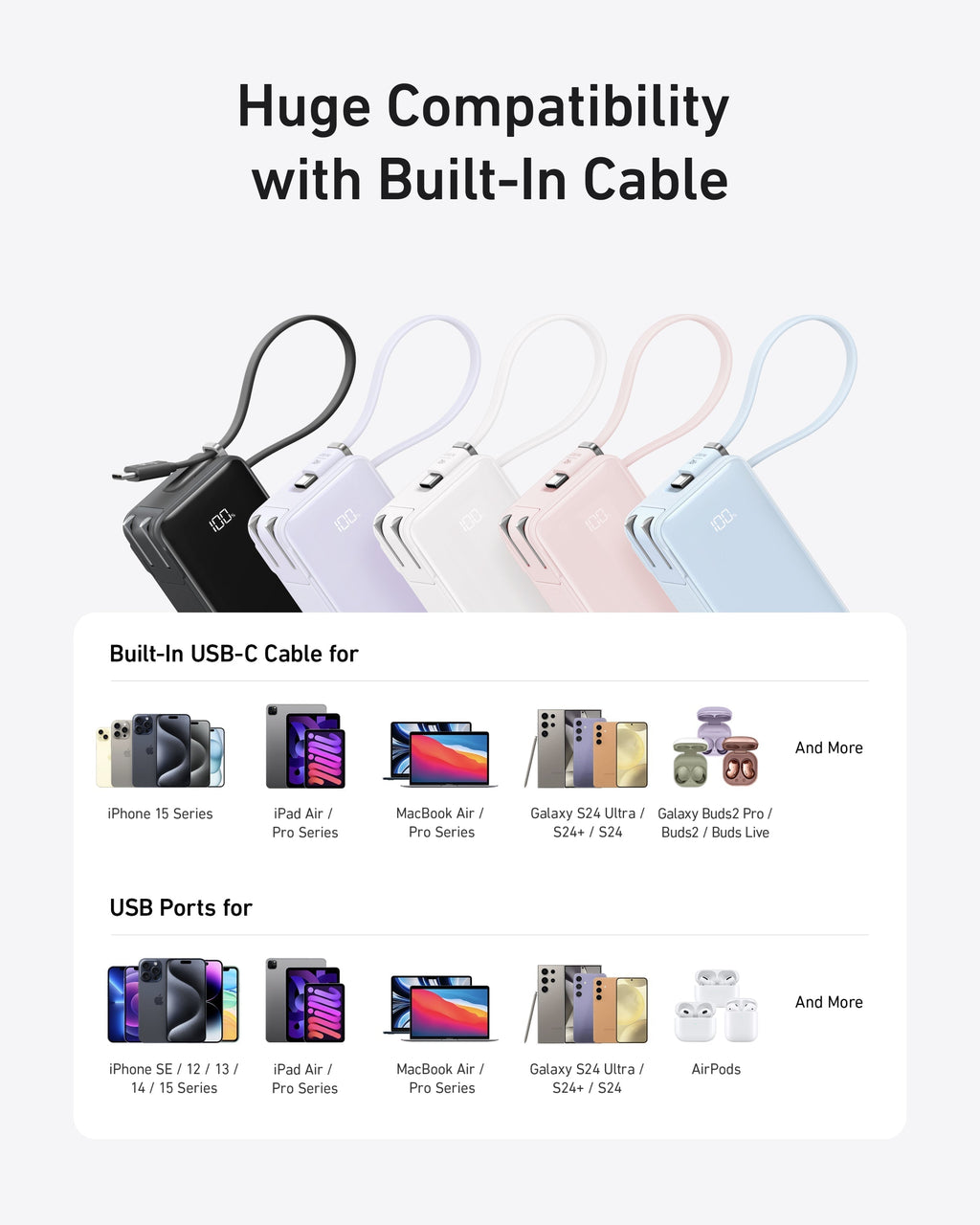 Power Bank (10K, Fusion, Built-In Cable) O7