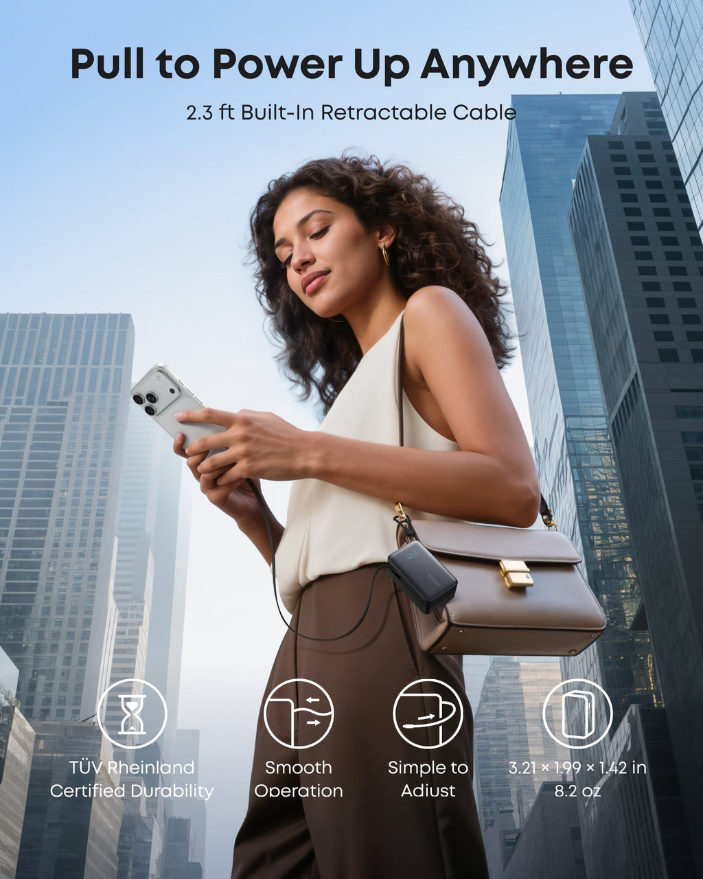 Nano Power Bank (10K, 45W, Built-In Retractable USB-C Cable) D2