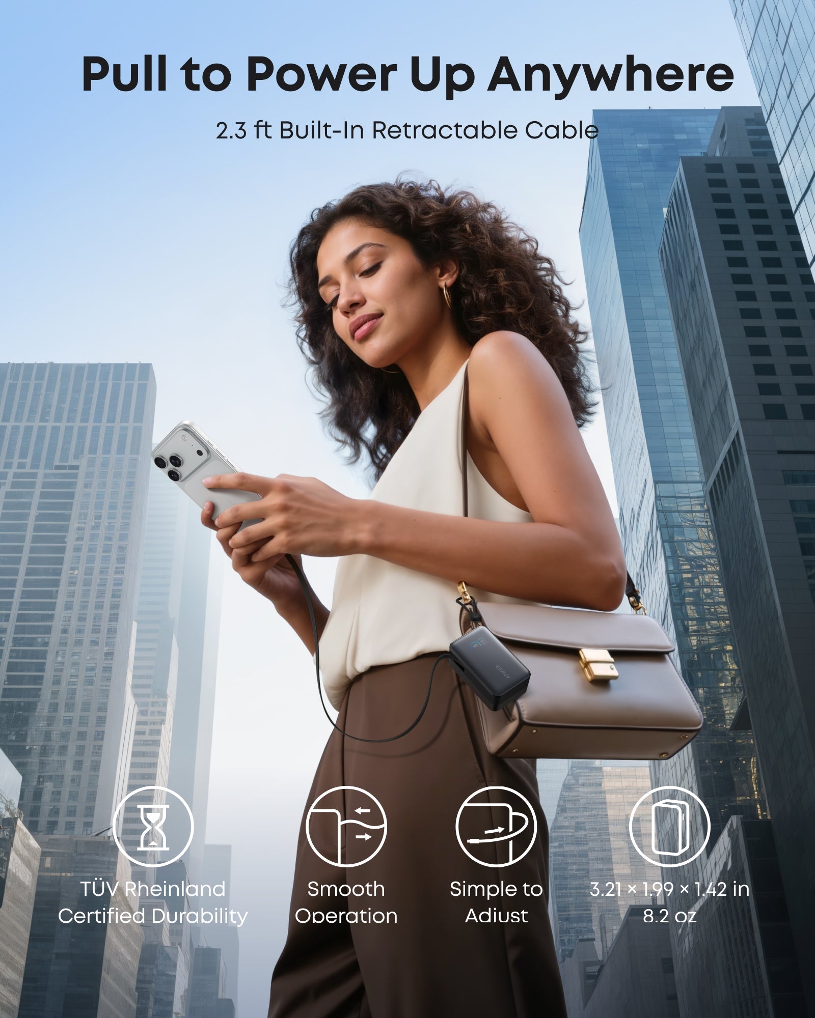Nano Power Bank (10K, 45W, Built-In Retractable USB-C Cable) D2