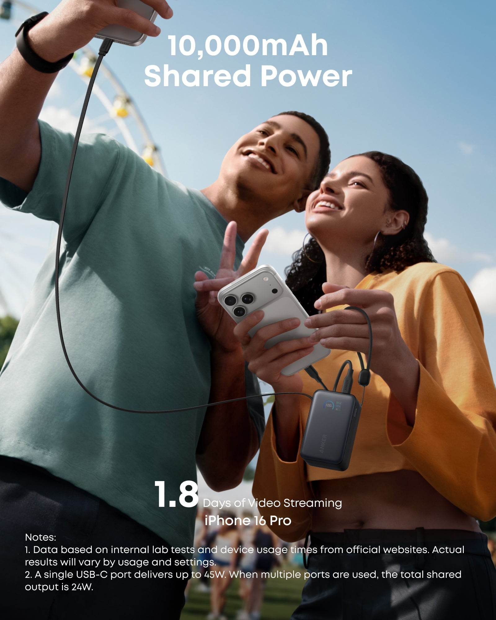 Nano Power Bank (10K, 45W, Built-In Retractable USB-C Cable) D2