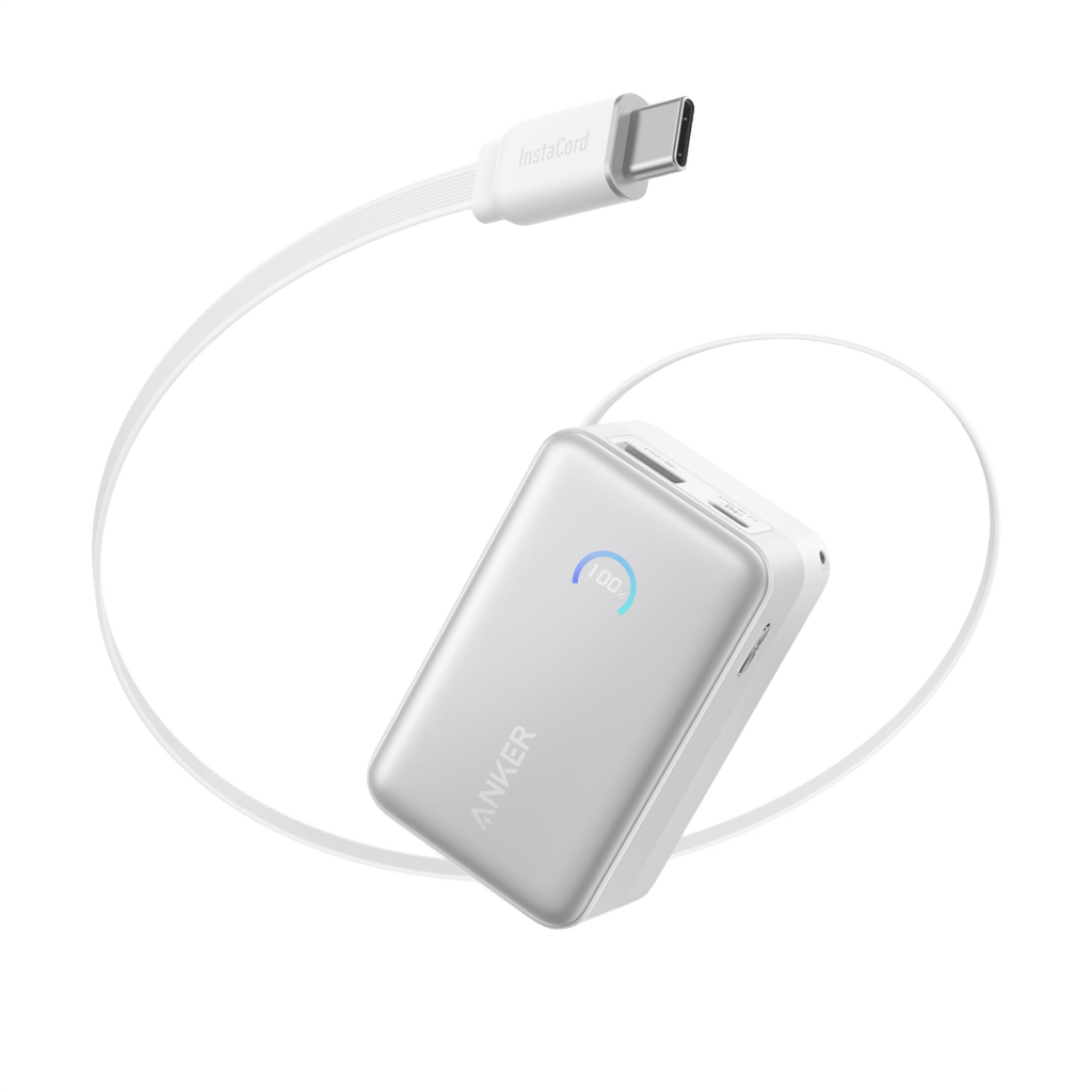 Nano Power Bank (10K, 45W, Built-In Retractable USB-C Cable) D2