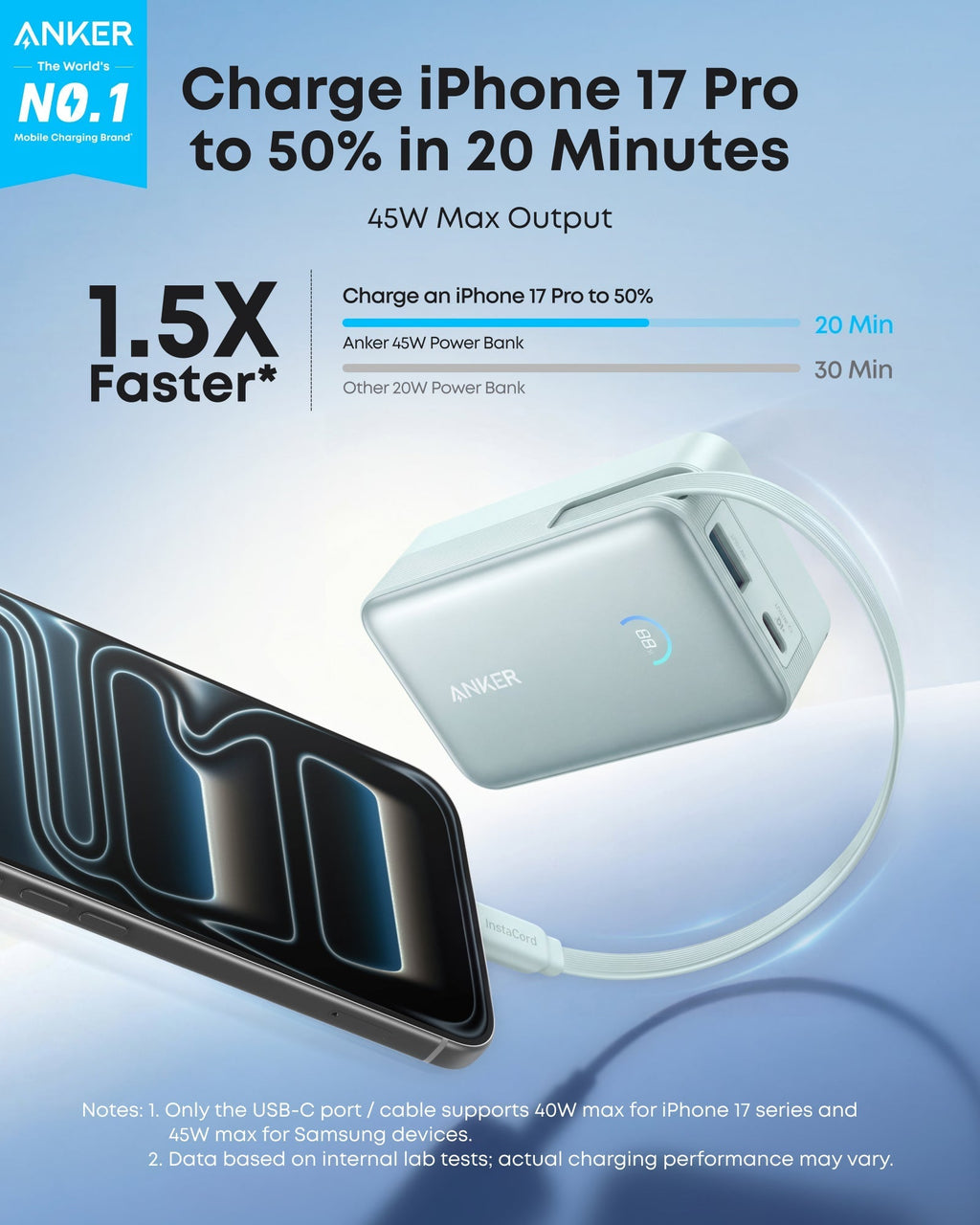 Nano Power Bank (10K, 45W, Built-In Retractable USB-C Cable) D2