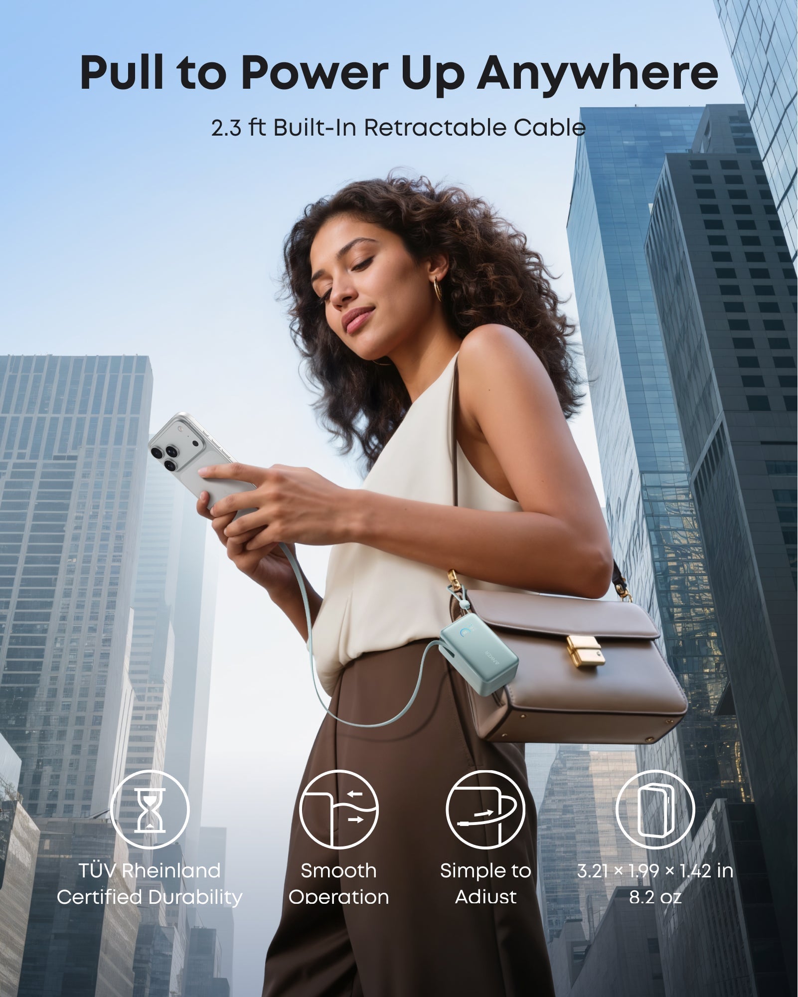Nano Power Bank (10K, 45W, Built-In Retractable USB-C Cable) D2