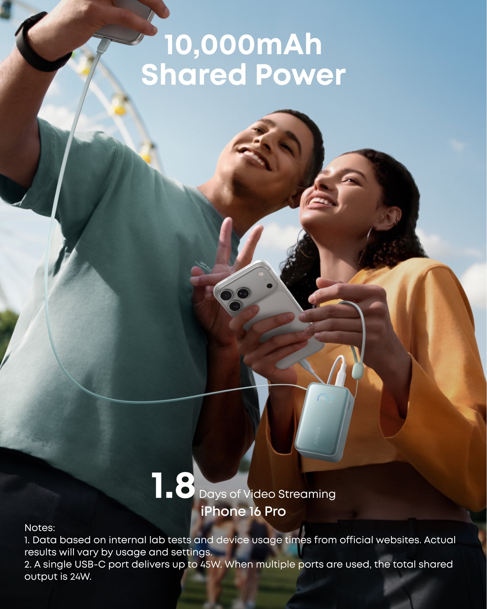 Nano Power Bank (10K, 45W, Built-In Retractable USB-C Cable) D2