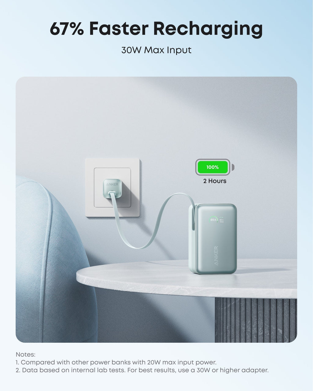 Nano Power Bank (10K, 45W, Built-In Retractable USB-C Cable) D2