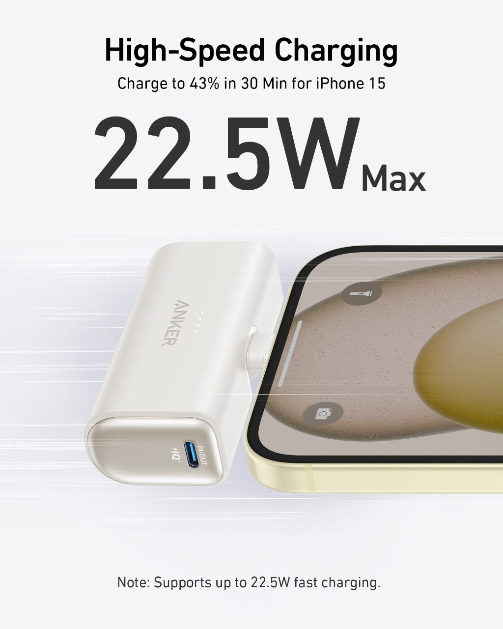 Refurbished Nano Power Bank (22.5W, Built-In USB-C Connector) W8