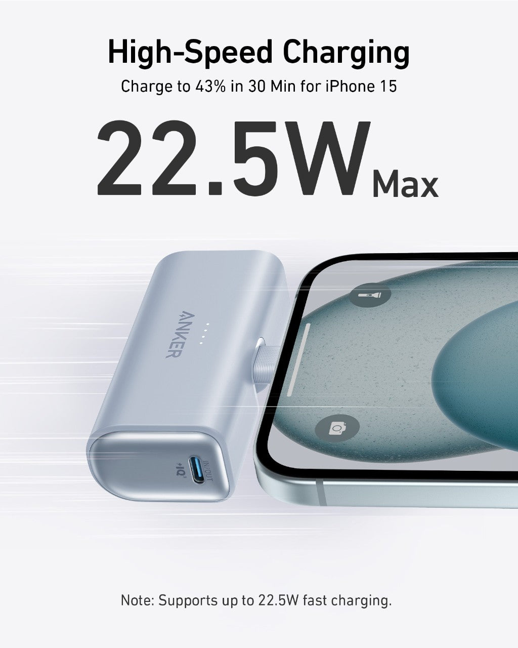 Refurbished Nano Power Bank (22.5W, Built-In USB-C Connector) W8