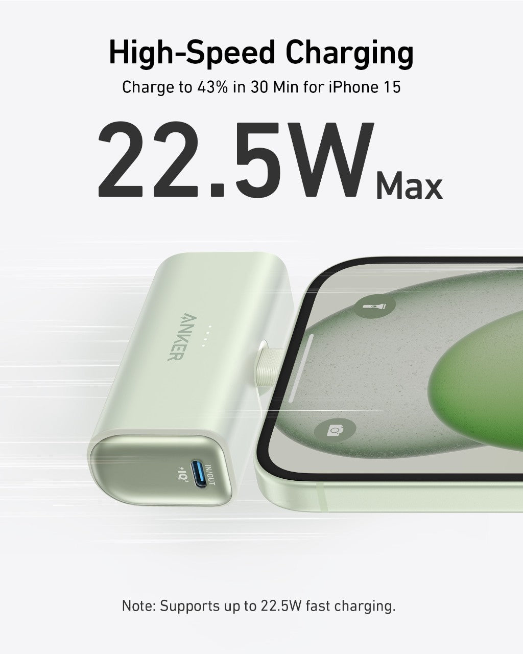 Refurbished Nano Power Bank (22.5W, Built-In USB-C Connector) W8
