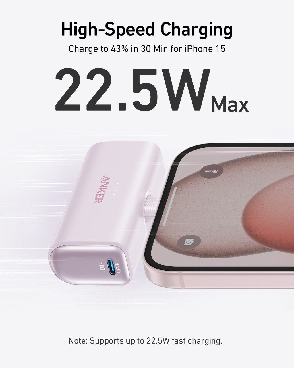 Refurbished Nano Power Bank (22.5W, Built-In USB-C Connector) W8