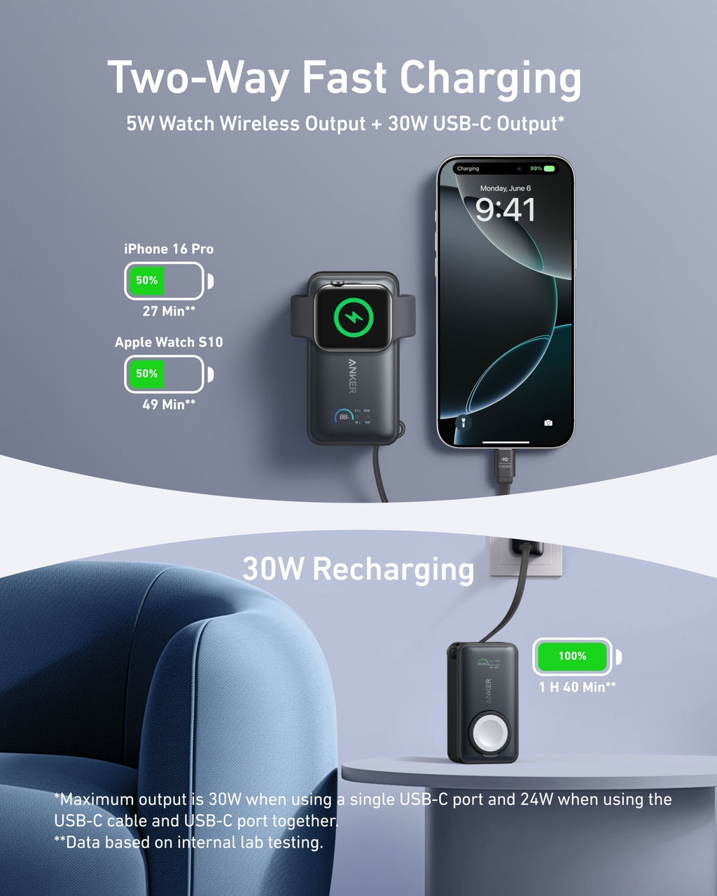 MagGo Power Bank (10K, 35W, For Apple Watch) H1