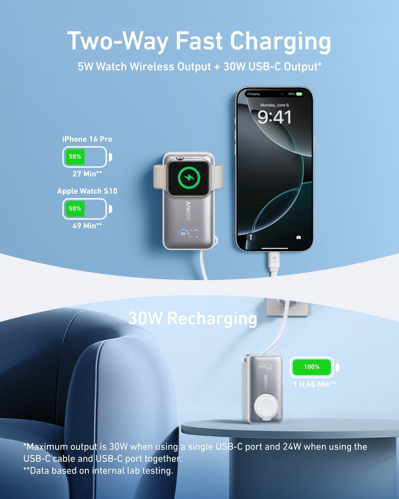 MagGo Power Bank (10K, 35W, For Apple Watch) H1