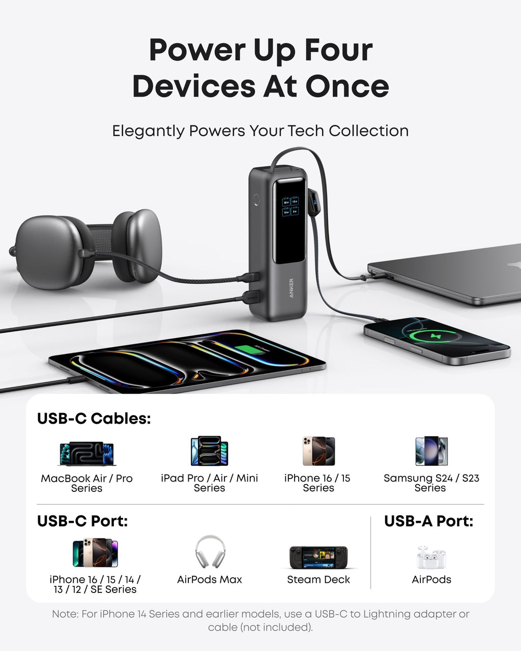 Laptop Power Bank (25K, 165W, Built-In and Retractable Cables) Y4