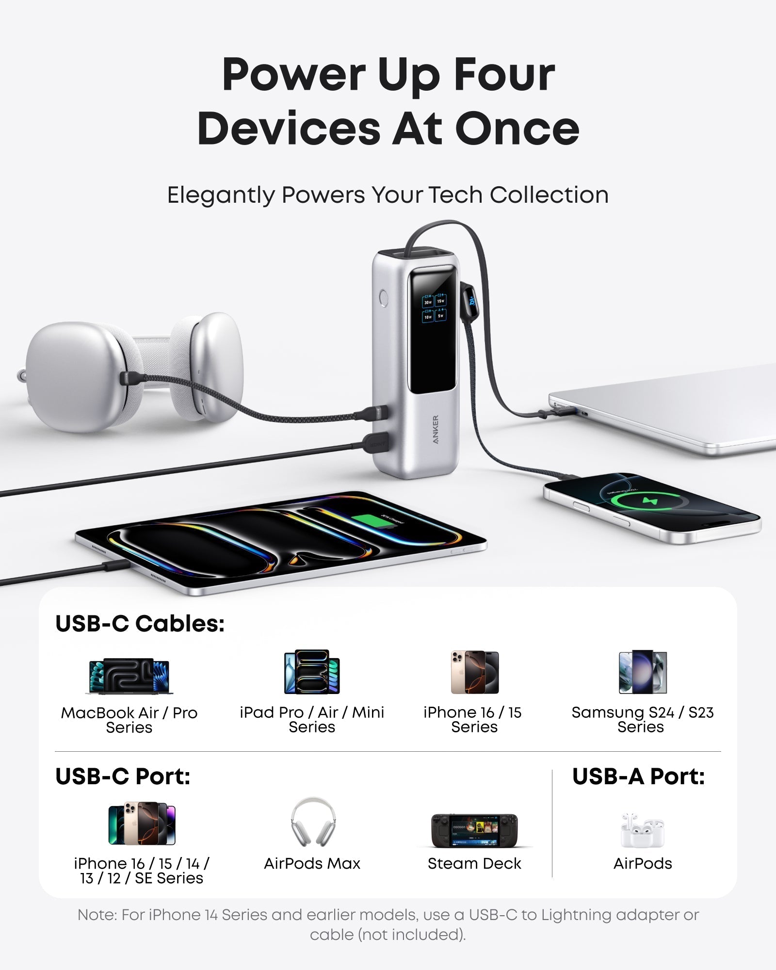 Laptop Power Bank (25K, 165W, Built-In and Retractable Cables) Y4