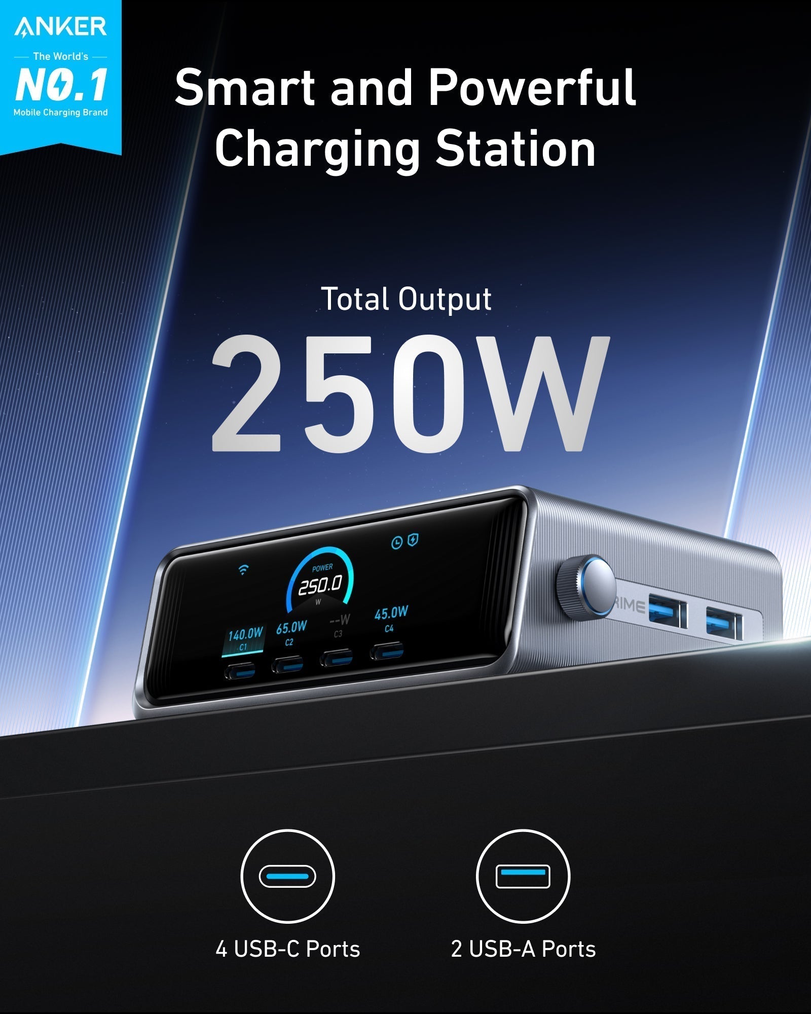 Prime Charger (250W, 6 Ports, GaNPrime) and Charging Station (8-in-1, 240W) N0