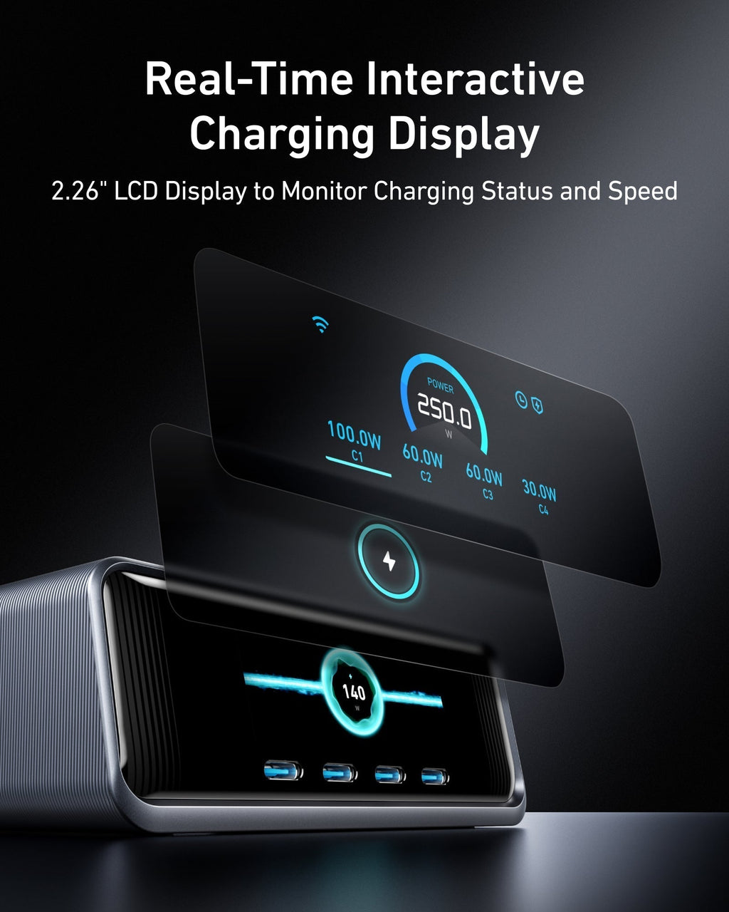 Prime Charger (250W, 6 Ports, GaNPrime) with USB-C to USB-C Cable (240W) G0