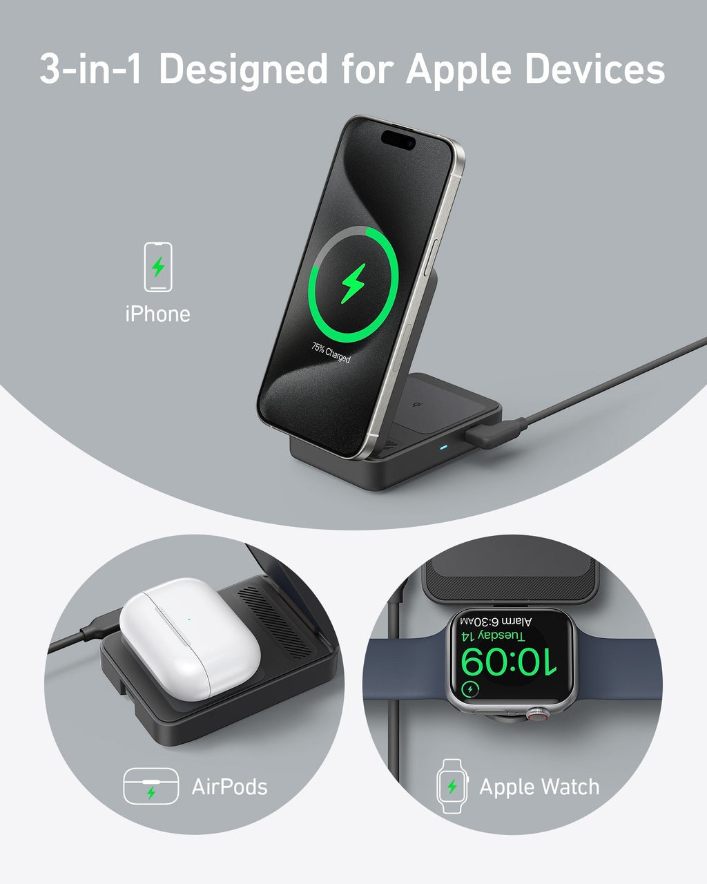 Refurbished MagGo Wireless Charging Station (Foldable 3-in-1) X2