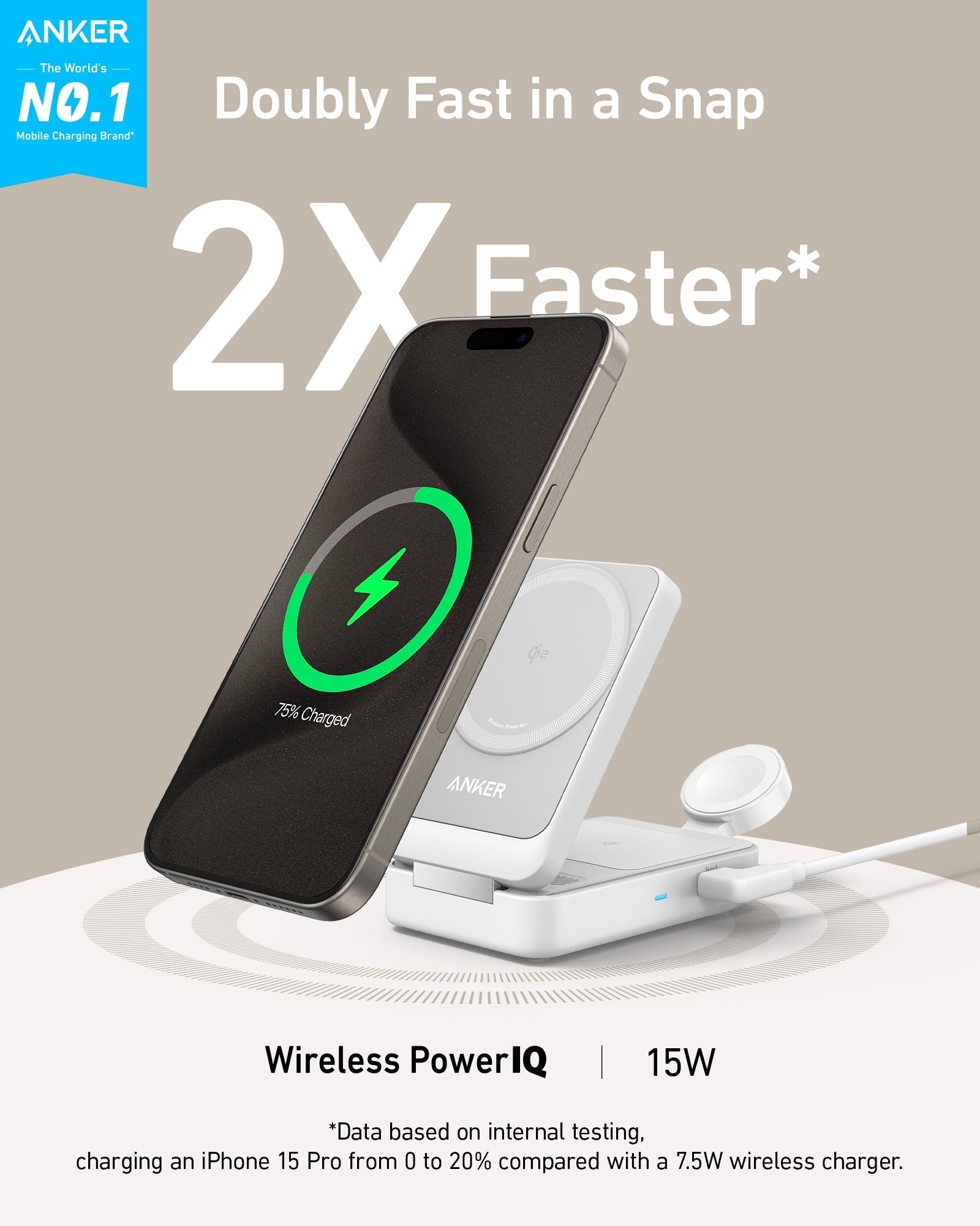 MagGo Wireless Charging Station (Foldable 3-in-1) and Nano Travel Adapter (5-in-1, 20W, 1-Pack) I7