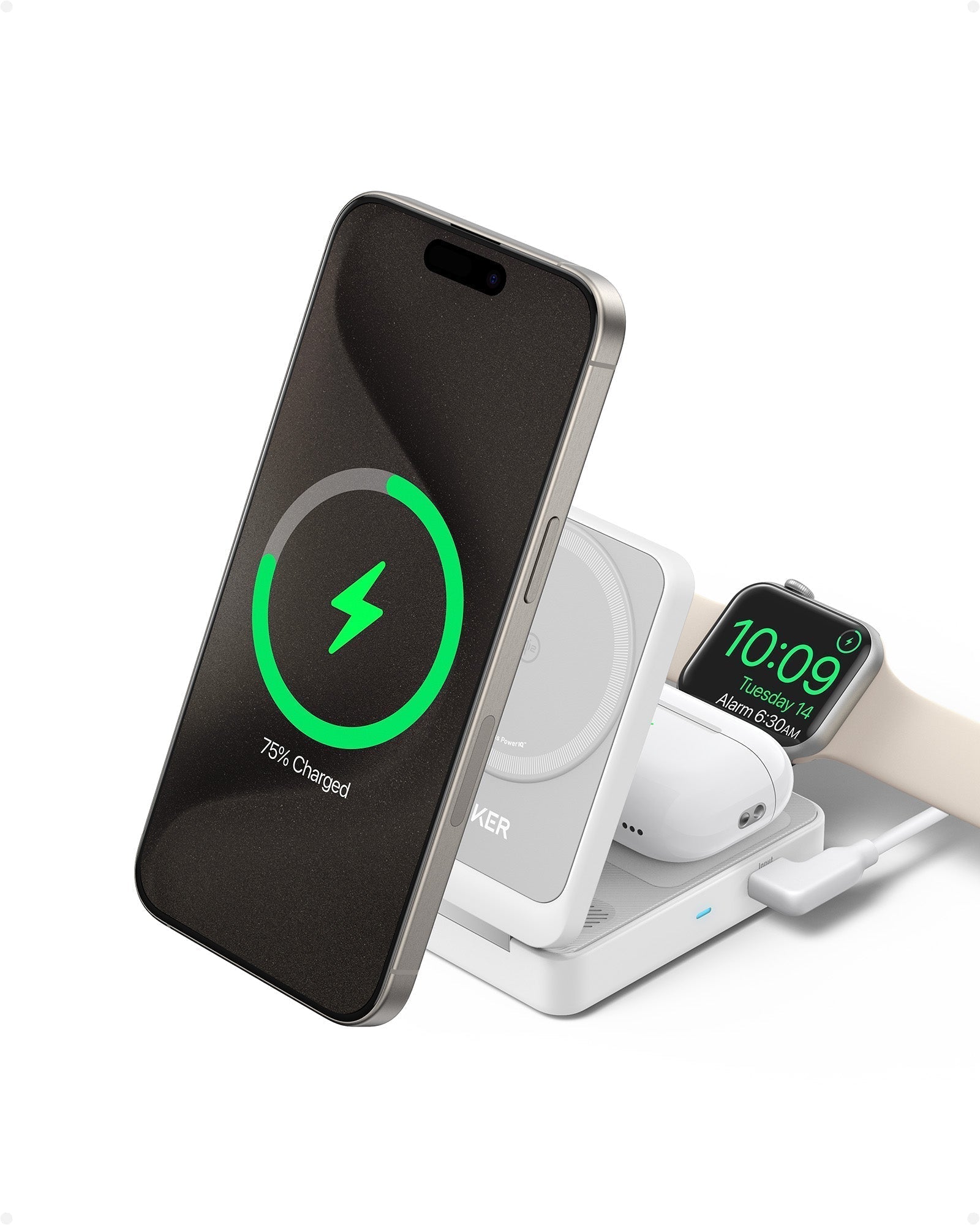 MagGo Wireless Charging Station (Foldable 3-in-1) and Nano Travel Adapter (5-in-1, 20W, 1-Pack) I7