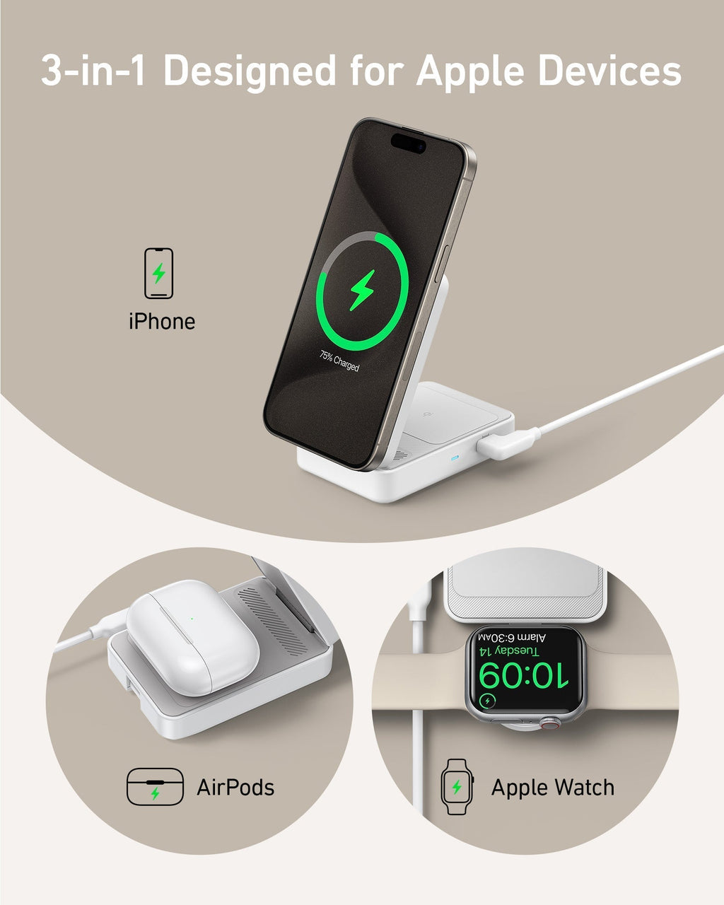 Refurbished MagGo Wireless Charging Station (Foldable 3-in-1) X2