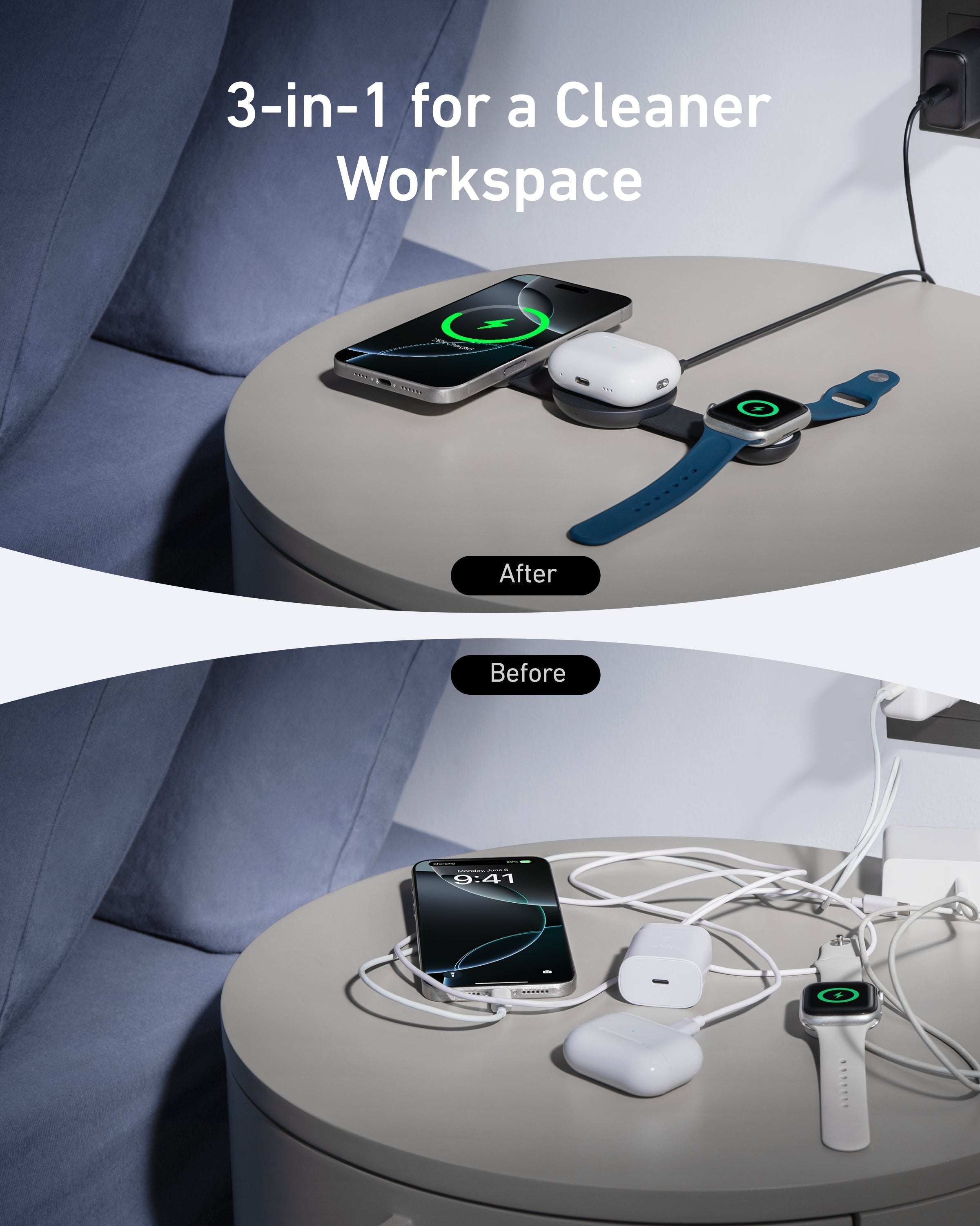 MagGo Wireless Charging Station (3-in-1, Foldable Pad) Z2