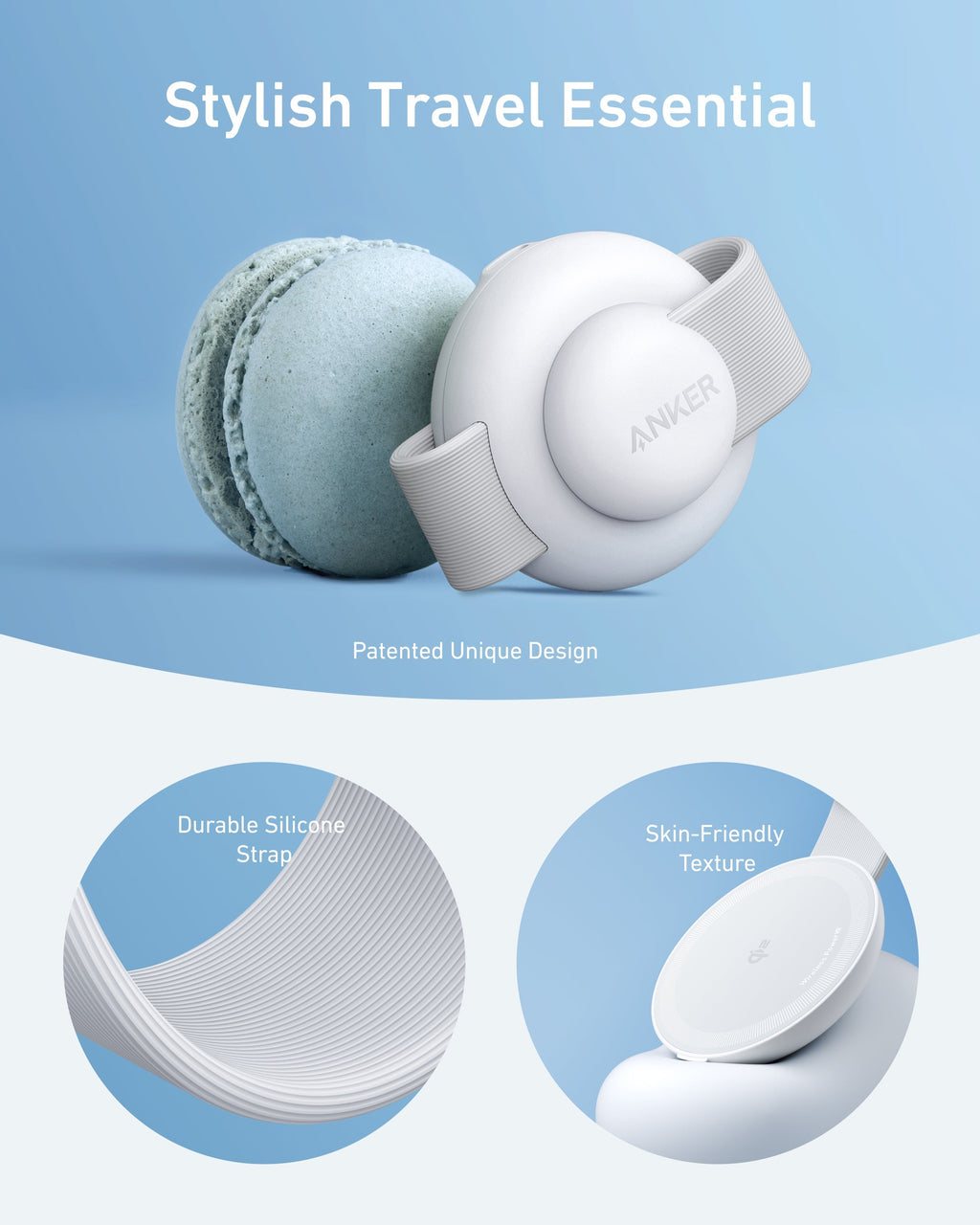 MagGo Wireless Charging Station (3-in-1, Foldable Pad, Aurora White, with Travel Case & Adapter) M8
