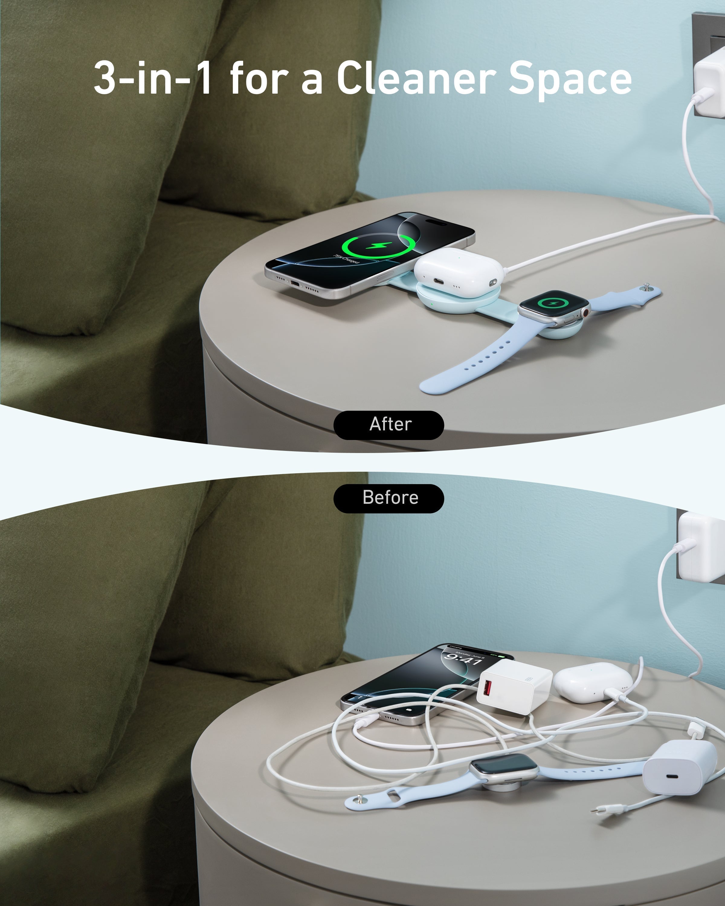 MagGo Wireless Charging Station (3-in-1, Foldable Pad) Z2