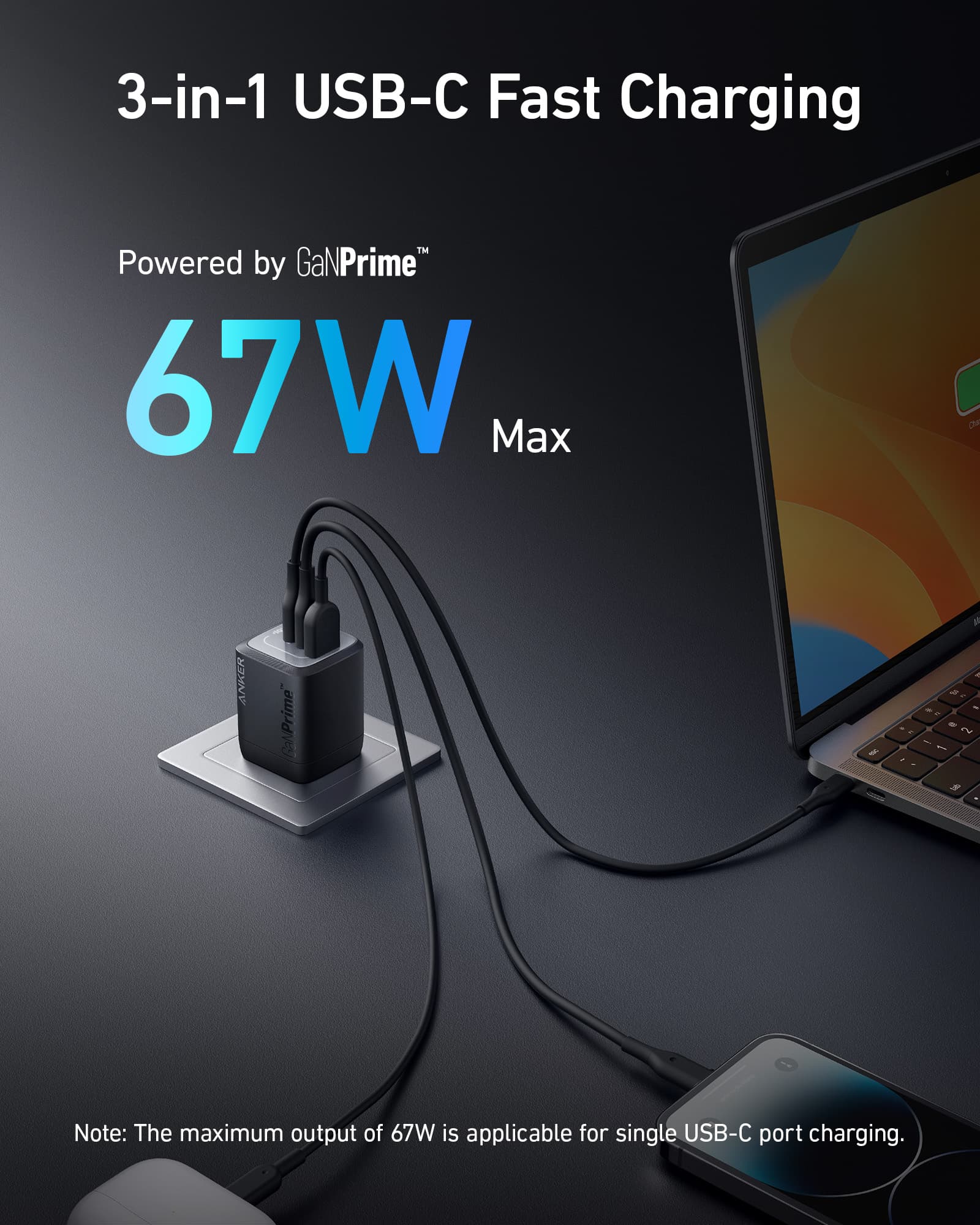 Prime 67W GaN Wall Charger (3 Ports) D0