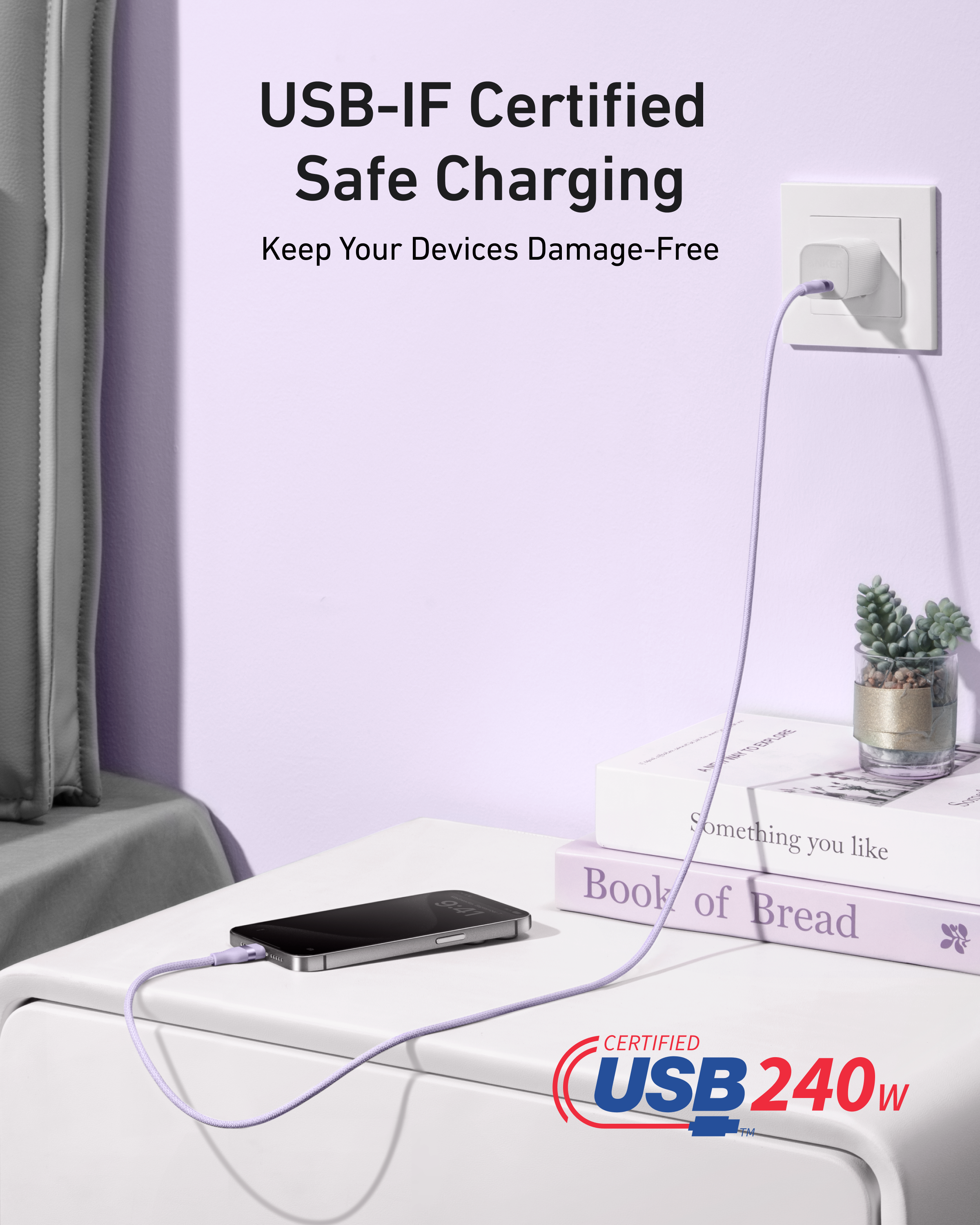 USB-C to USB-C Cable (3 ft / 6 ft, 240W, Upcycled-Braided) E6