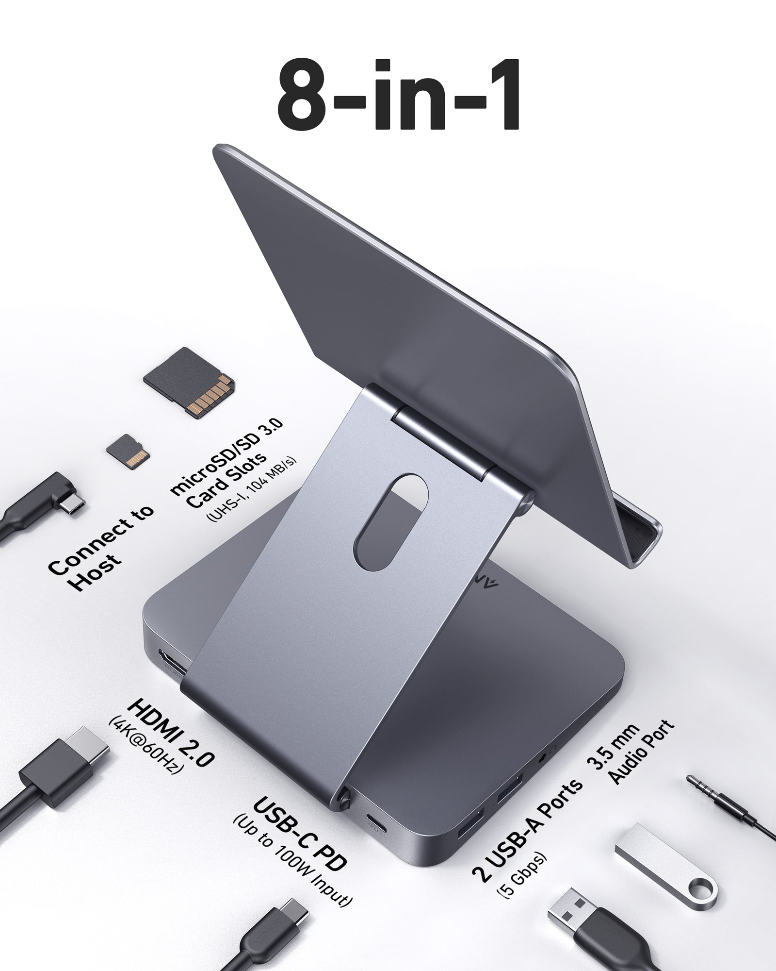 551 USB-C Hub (8-in-1, Tablet Stand) E2
