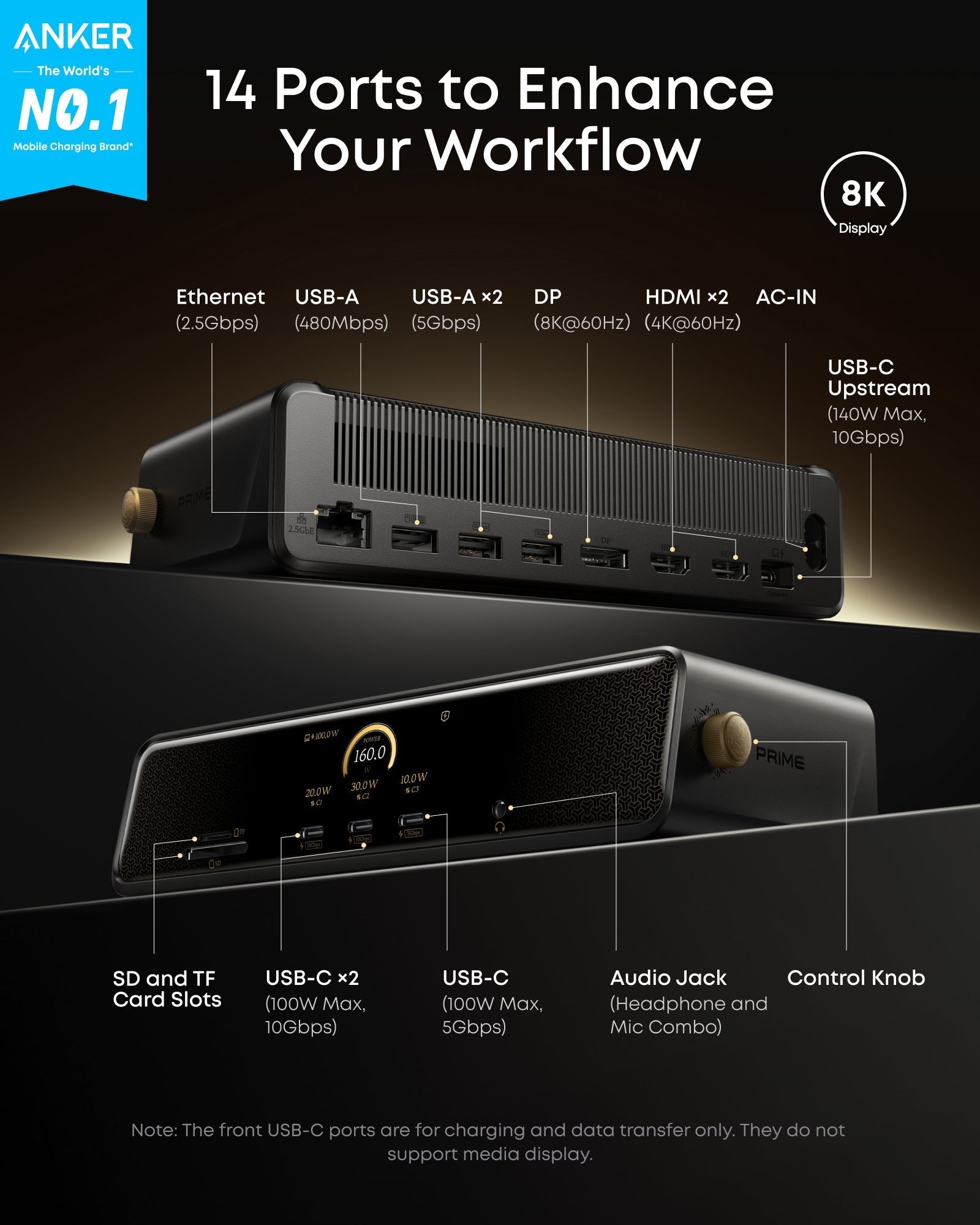Black Myth: Wukong Edition Prime Docking Station (14-in-1, Triple Display, DisplayLink) with DL7400 E0