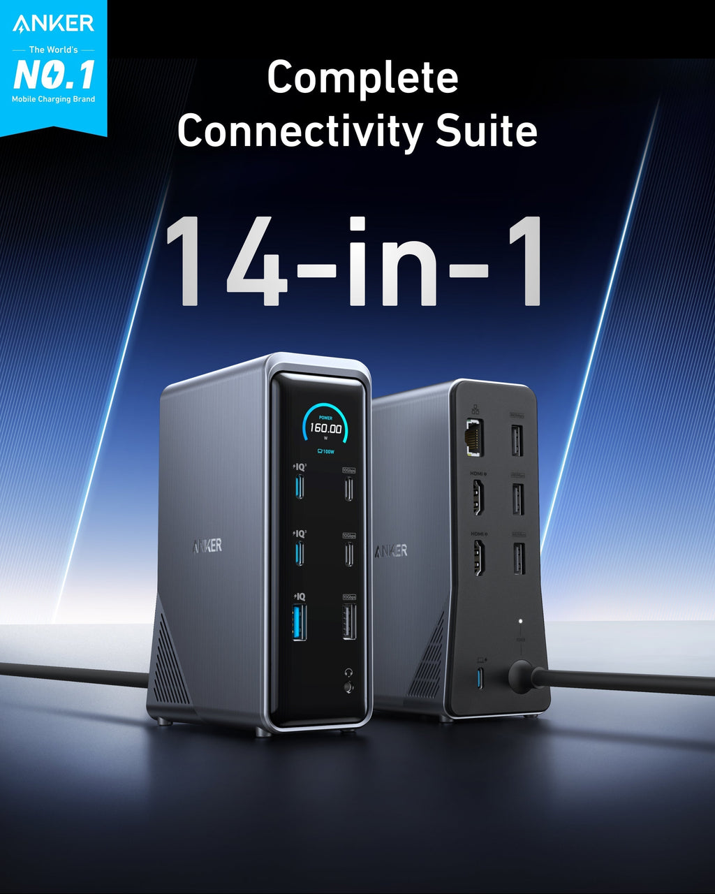 Prime Charging Docking Station (14-in-1, Dual Display, 160W) G2