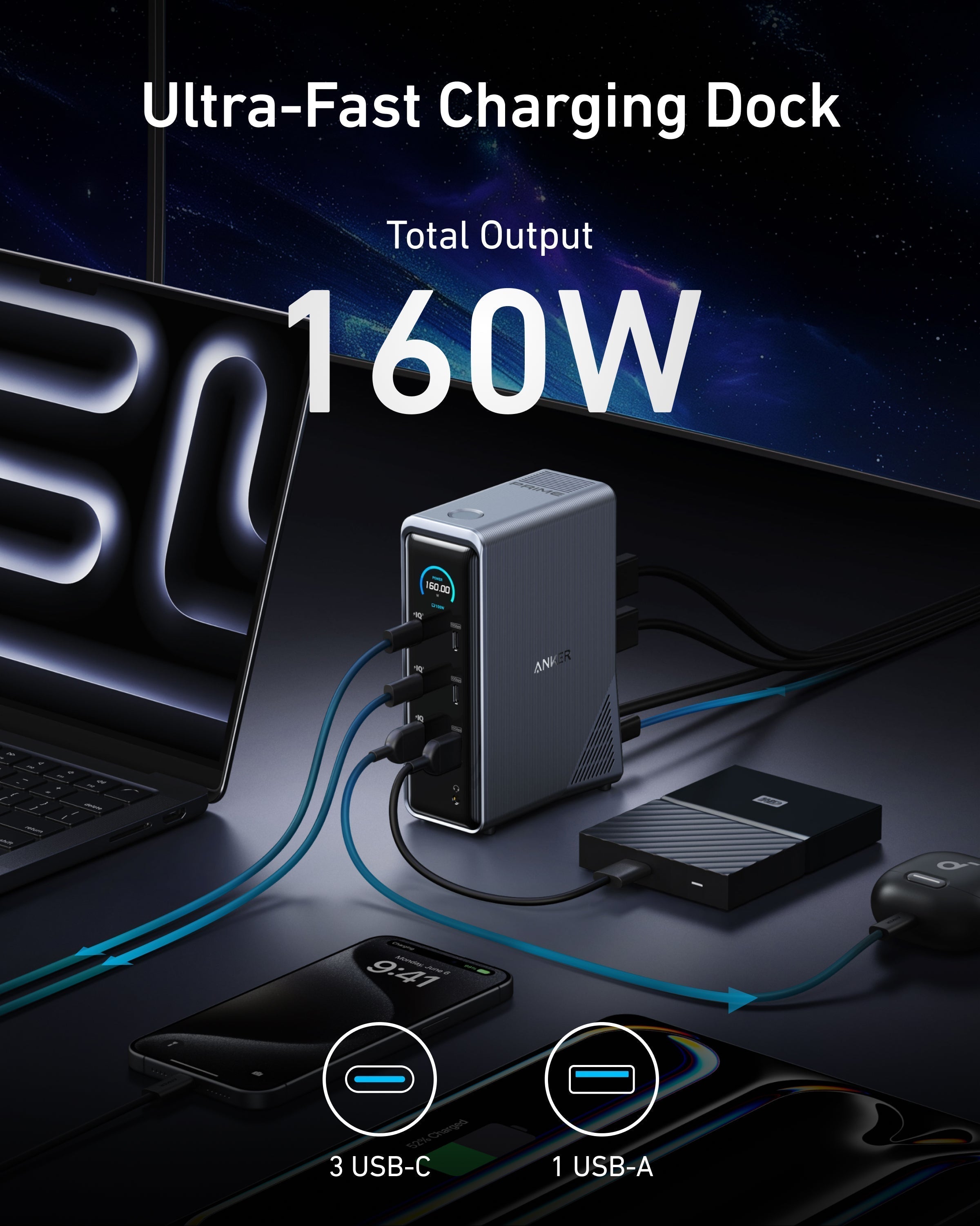 Prime Charging Docking Station (14-in-1, Dual Display, 160W) G2