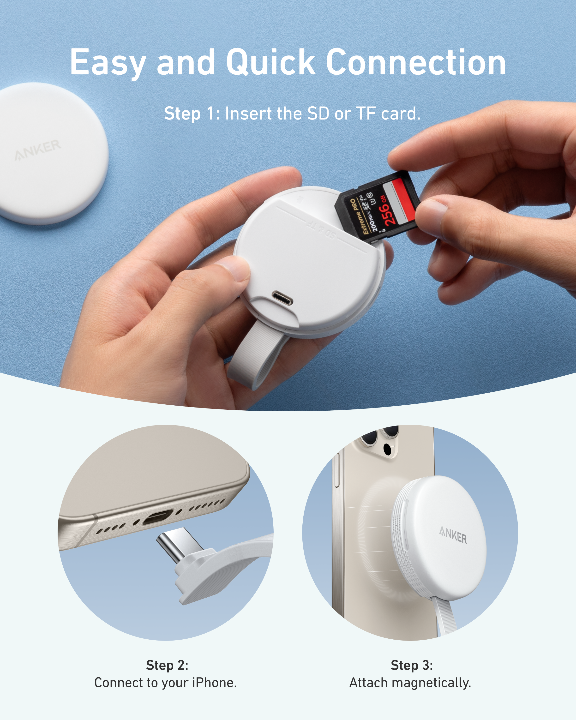 MagGo USB-C Adapter (3-in-1, 10Gbps, For iPhone) E2
