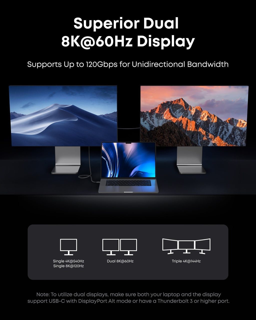 Prime TB5 Docking Station (14-in-1, 8K, Thunderbolt 5) and Thunderbolt 5 Cable (3.3 ft, 80Gbps, 240W) Q6