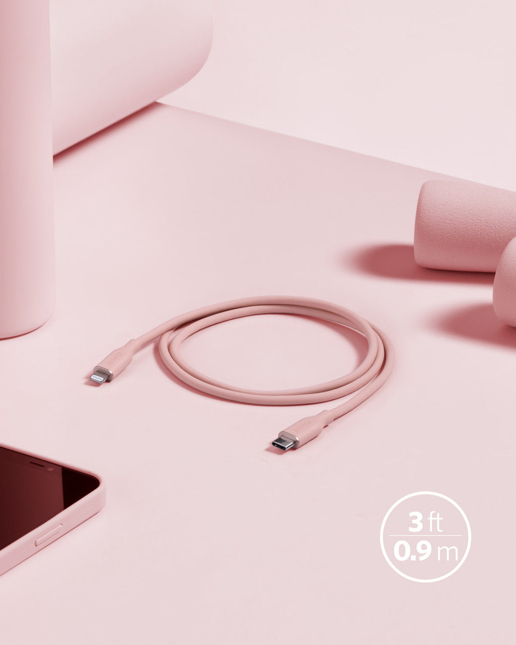 641 USB-C to Lightning Cable (Flow, 3 ft Silicone) Q6